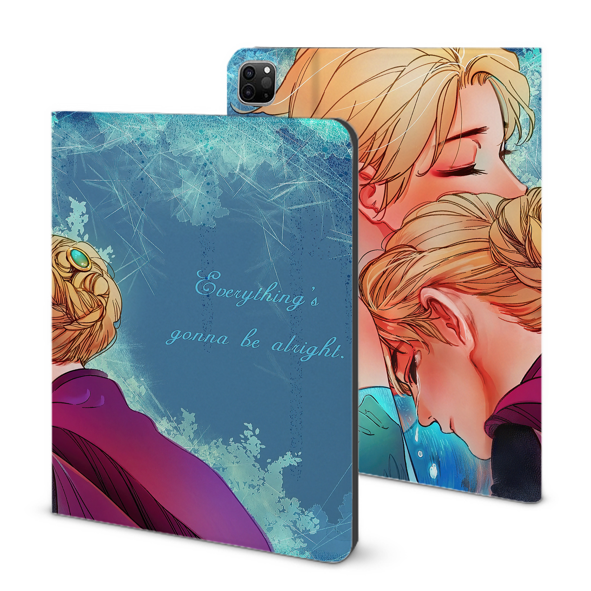 （画像用） アナと雪の女王 アンナ エルサ Frozen Anna Elsa IPad ケース ブック型 PUレザー TPU 耐衝撃 軽量 薄型 ペン収納なし 全面保護 IPad 各モデル対応